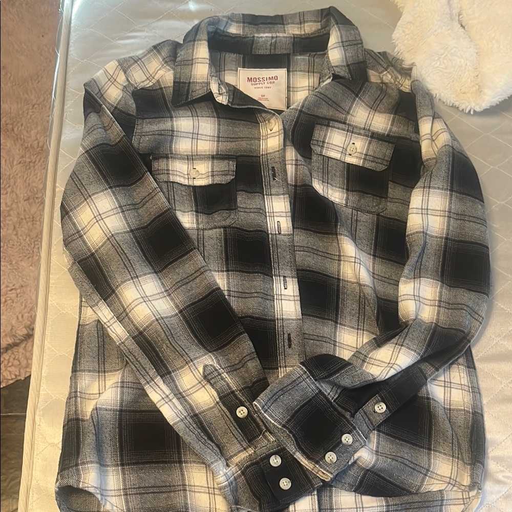 Mossimo Supply Co. Black and White Plaid Women's Top